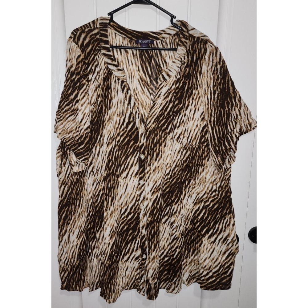 Roamans womens rayon top blouse animal print Size 26w plus size